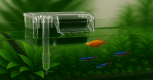 filtre suspendu pour aquarium d’eau douce en fonctionnement