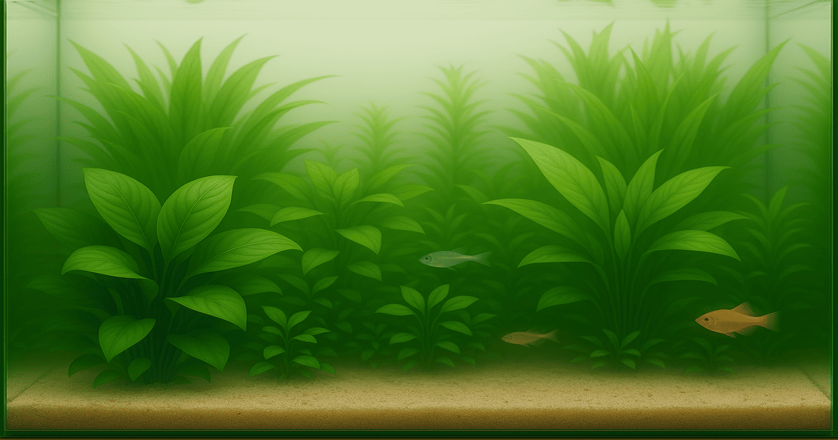 Aquarium planté avec des plantes d'eau douce comme anubias, vallisneria et hygrophila