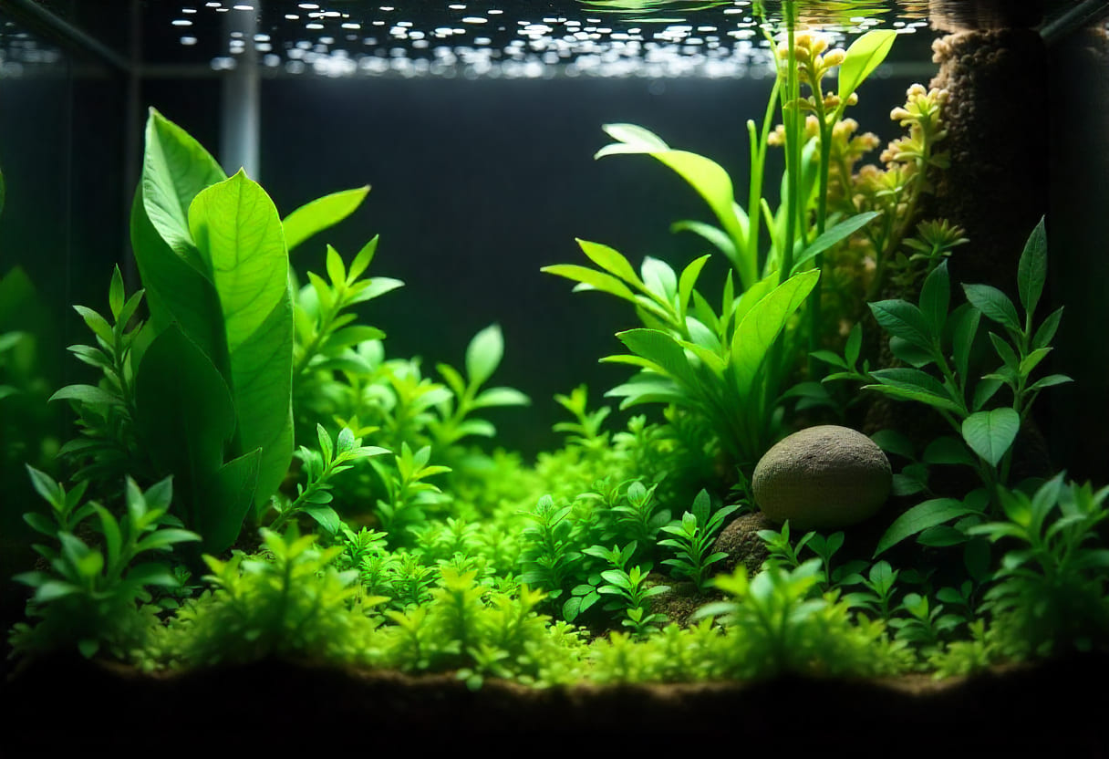 Aquarium planté avec filtre externe, eau claire — guide filtration
