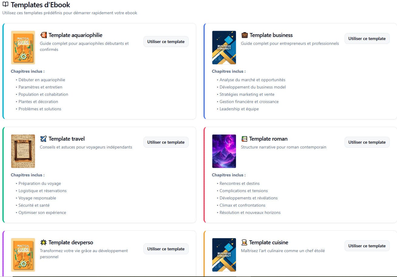 Ebookia Pro — Interface du générateur, plan automatique